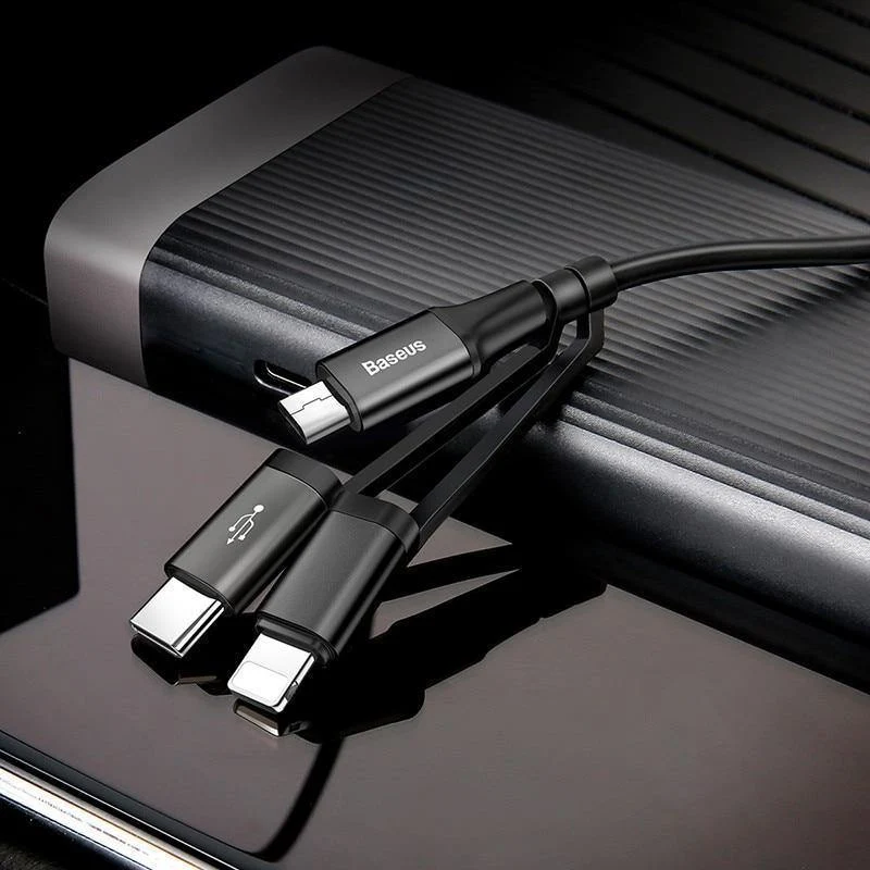 Baseus 3 in 1 USB-Kabel für iPhone Micro USB Typ C Ladekabel für iPhone Xs Max X 8 7 Samsung Oneplus Android-Telefonkabel