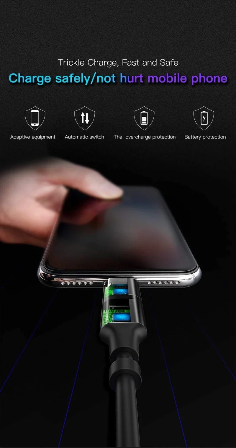 Baseus 3 in 1 USB-Kabel für iPhone Micro USB Typ C Ladekabel für iPhone Xs Max X 8 7 Samsung Oneplus Android-Telefonkabel
