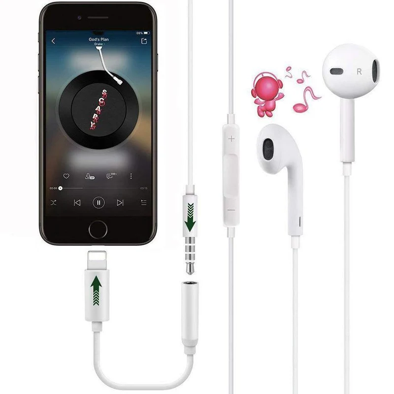 Adapter für iPhone X 7 8 plus iOS 10.3 11 für Blitz auf 3.5mm Klinke Ohrhörer Splitter AUX Converter Audio OTG Kabel