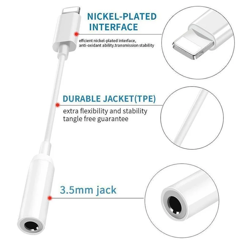 Adapter für iPhone X 7 8 plus iOS 10.3 11 für Blitz auf 3.5mm Klinke Ohrhörer Splitter AUX Converter Audio OTG Kabel