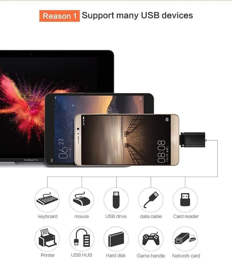 PZOZ otg Adapter Typ-C 3.0 otg Micro-USB 3.0 Ladedatenkonverter Typ C Micro-USB Typ USB für Samsung One Plus 6 Android