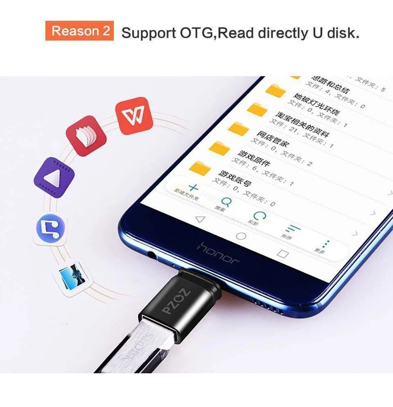 PZOZ otg Adapter Typ-C 3.0 otg Micro-USB 3.0 Ladedatenkonverter Typ C Micro-USB Typ USB für Samsung One Plus 6 Android