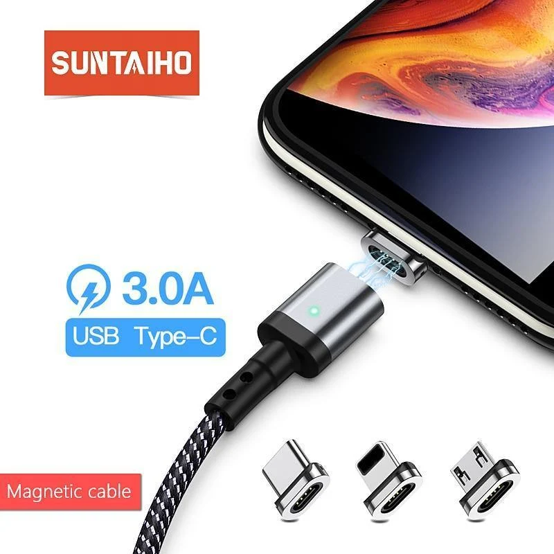 Suntaiho Magnetisches Ladegerät Micro USB C Kabel Typ C für Xiaomi PLAY Note 7 Schnellladeadapter Telefon iOS 12 Für iPhone Samsung