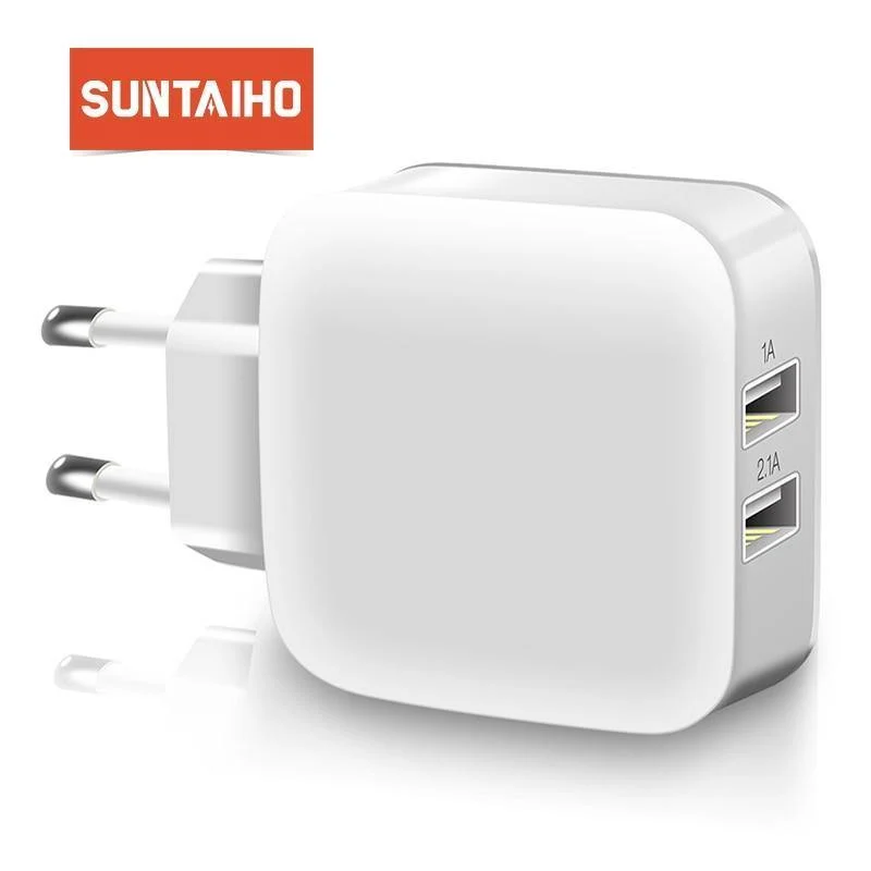 Suntaiho Smart Travel Dual USB Ladegerät Adapter Wand Tragbares Handy-Ladegerät EU-Stecker für iPhone/Samsung/Xiaomi /iPad/Huawei