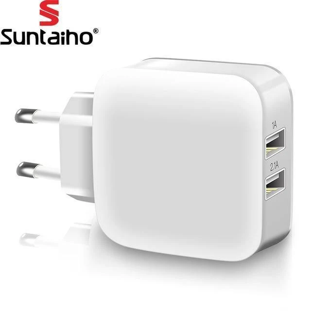 Suntaiho Smart Travel Dual USB Ladegerät Adapter Wand Tragbares Handy-Ladegerät EU-Stecker für iPhone/Samsung/Xiaomi /iPad/Huawei