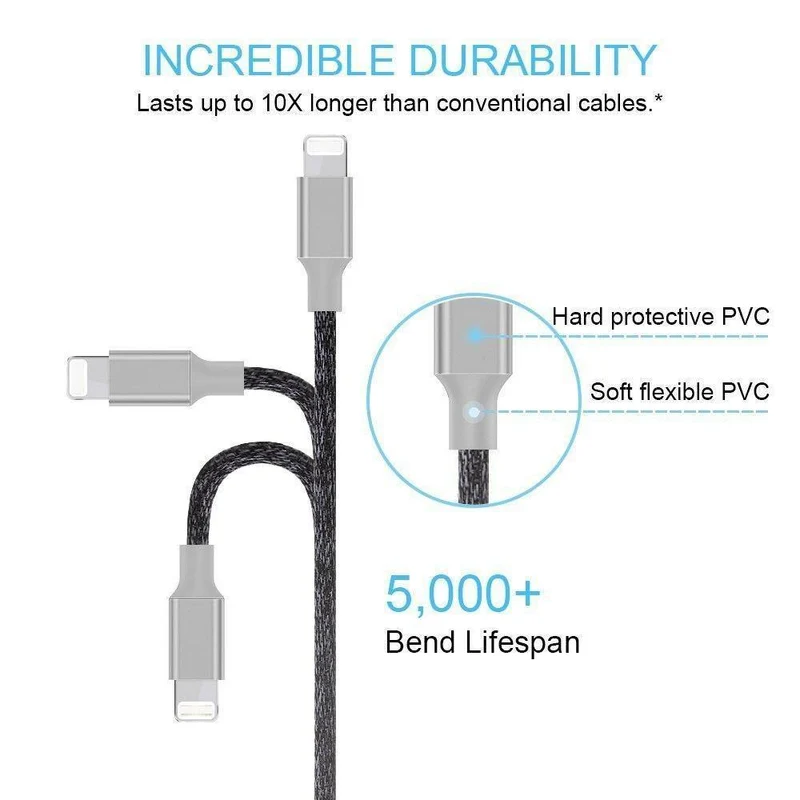 Suntaiho USB-Kabel für Iphone 8 Vergoldetes USB-Kabel Schnelllade-Datenkabel für iPhone X 7 6 5s Handykabel
