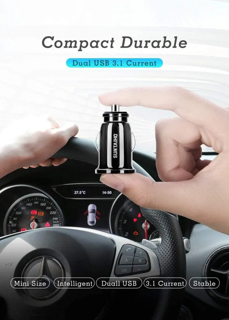 Suntaiho Dual USB Autoladegerät Universal Autoladegerät 3.1A Mini Handy Autoladegerät Adapter für iPhone 7 Autotelefonladegerät