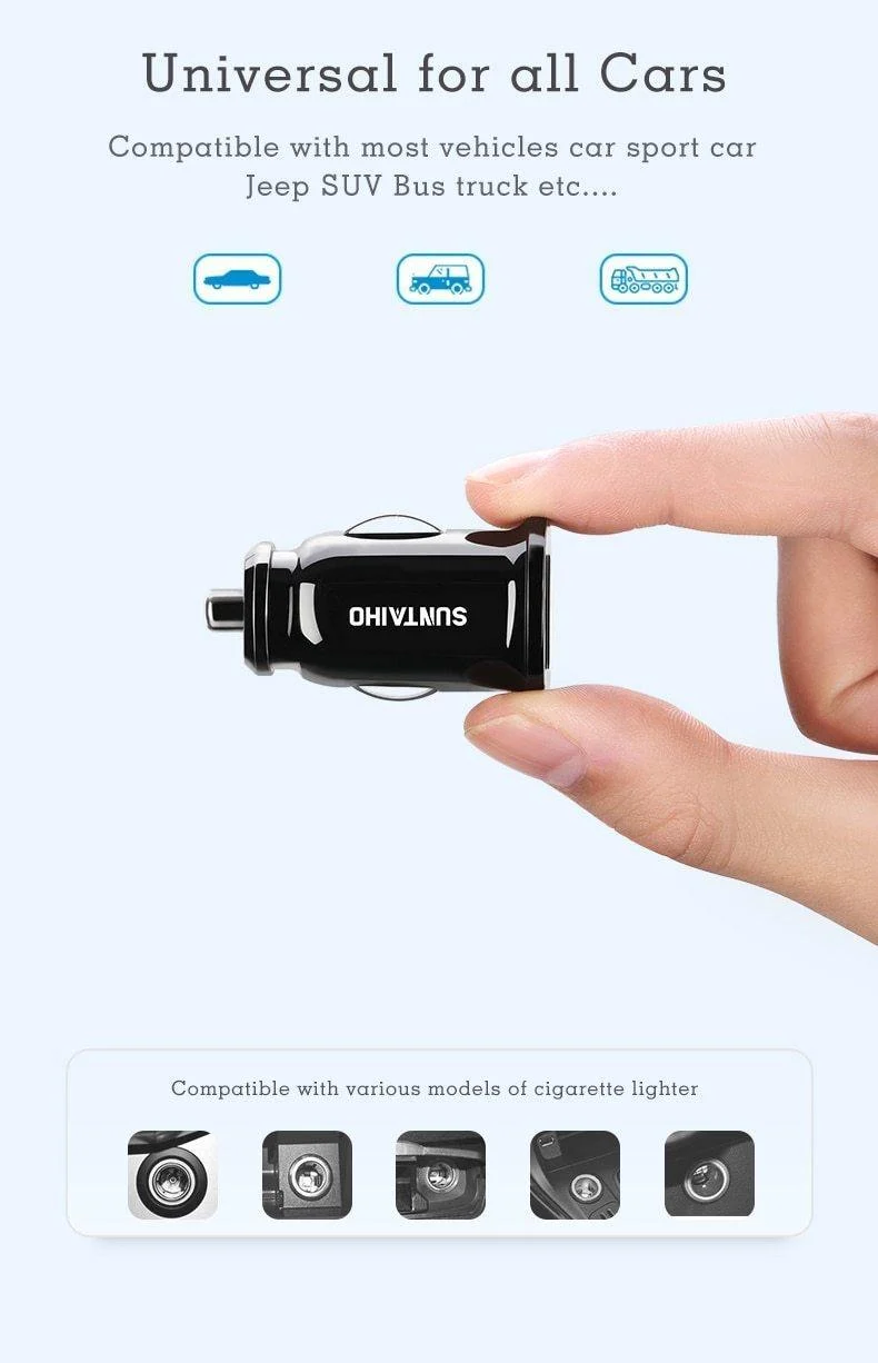 Suntaiho Dual USB Autoladegerät Universal Autoladegerät 3.1A Mini Handy Autoladegerät Adapter für iPhone 7 Autotelefonladegerät