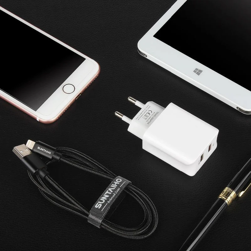 Suntaiho Universal Dual USB Port Ladegerät Reise Wandladegerät Adapter Smart Handy Ladegerät für iPhone/Samsung/Xiaomi/iPad