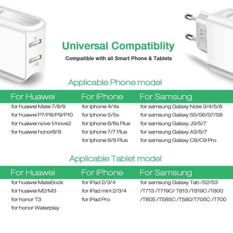Suntaiho Universal Dual USB Port Ladegerät Reise Wandladegerät Adapter Smart Handy Ladegerät für iPhone/Samsung/Xiaomi/iPad