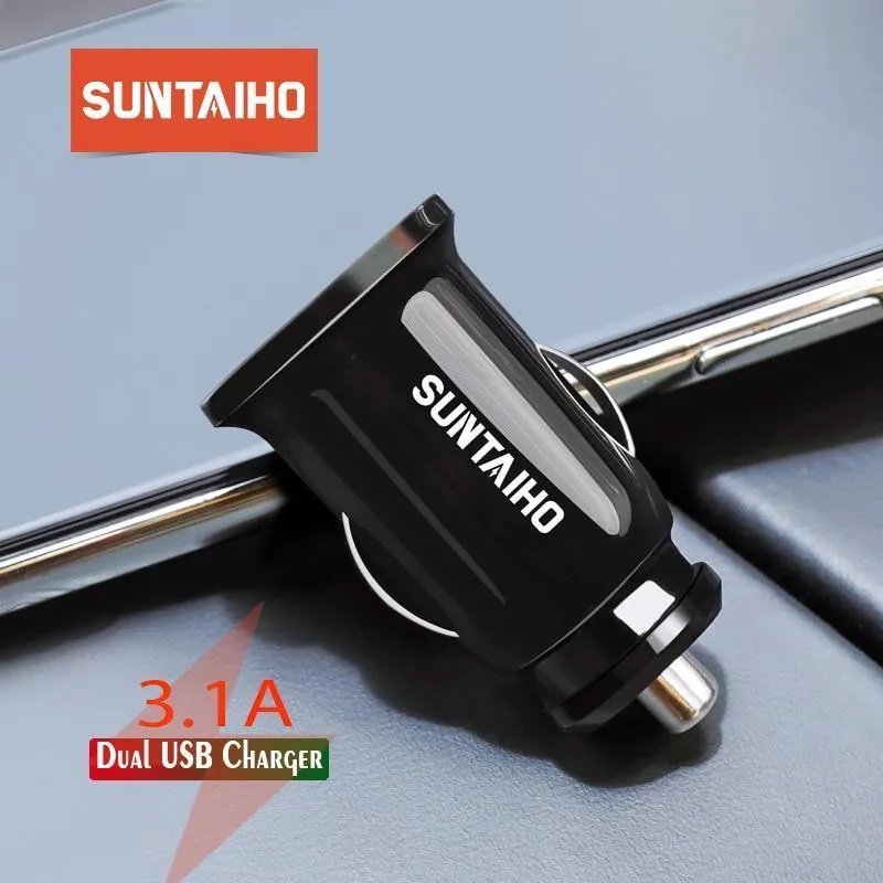 Suntaiho Dual USB Autoladegerät Mini Autoladegerät 3.1A Handy Autoladegerät Adapter Auto GPS Samrtphone für iPhone Xiaomi Huawei