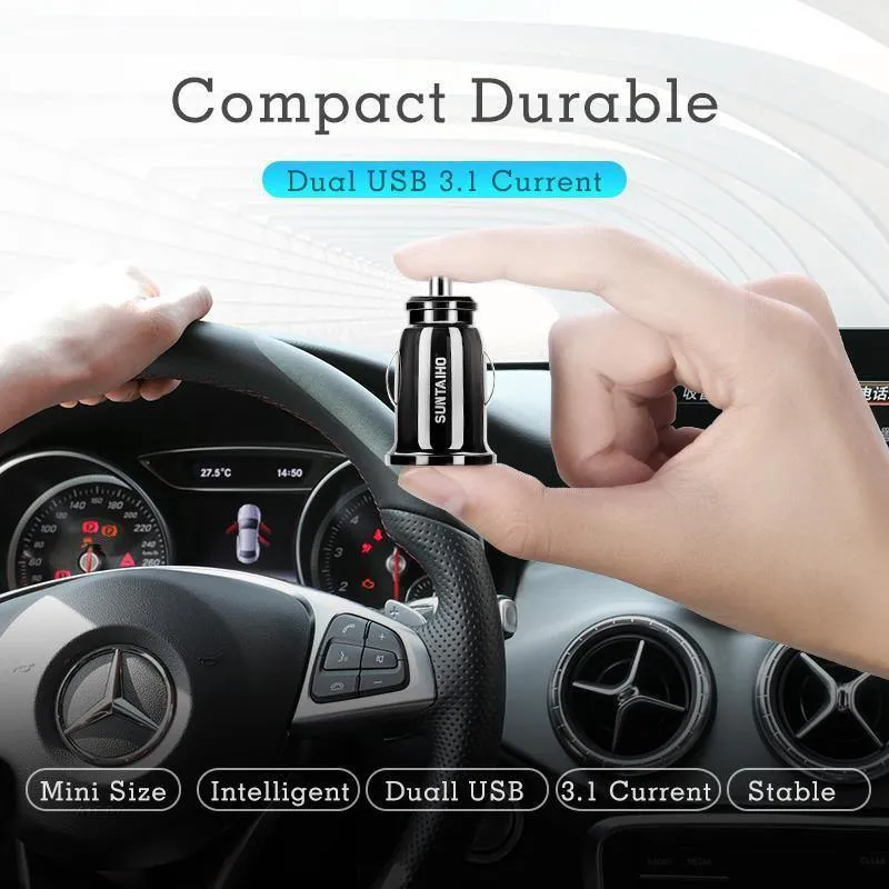 Suntaiho Dual USB Autoladegerät Mini Autoladegerät 3.1A Handy Autoladegerät Adapter Auto GPS Samrtphone für iPhone Xiaomi Huawei