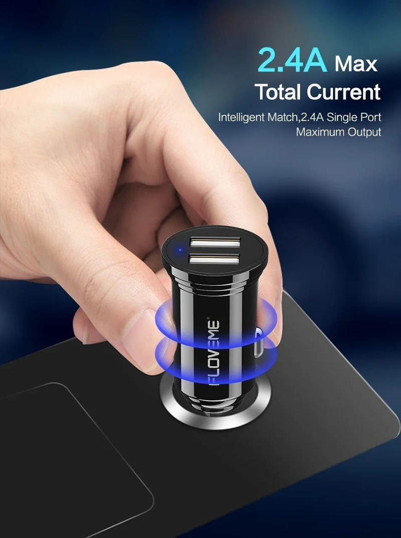 FLOVEME Dual USB Auto Ladegerät Für Xiaomi mi 8 Lenovo z5 Universal 2.4 EINE 5V Auto-Ladegerät Für iPhone 7 7 Plus Telefon Ladegerät Adapter