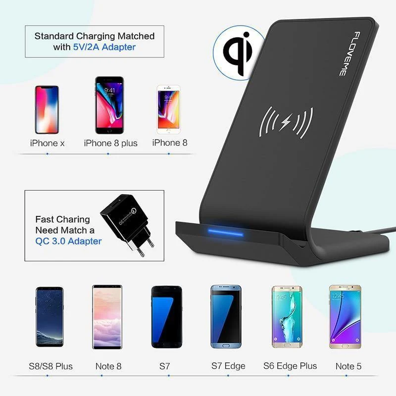 FLOVEME 5V/9V Qi Wireless-Ladegerät für Samsung Galaxy S8 S7 S9 Note 8 für iPhone X 8 8 Plus Google Nexus 4/5 Schnellladestation
