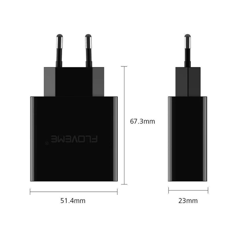 FLOVEME 5V3A LED-Anzeige 3-Port-USB-Ladegerät für iPhone X Xs Max Universelles Schnelllade-Handy-Ladegerät für Xiaomi Huawei