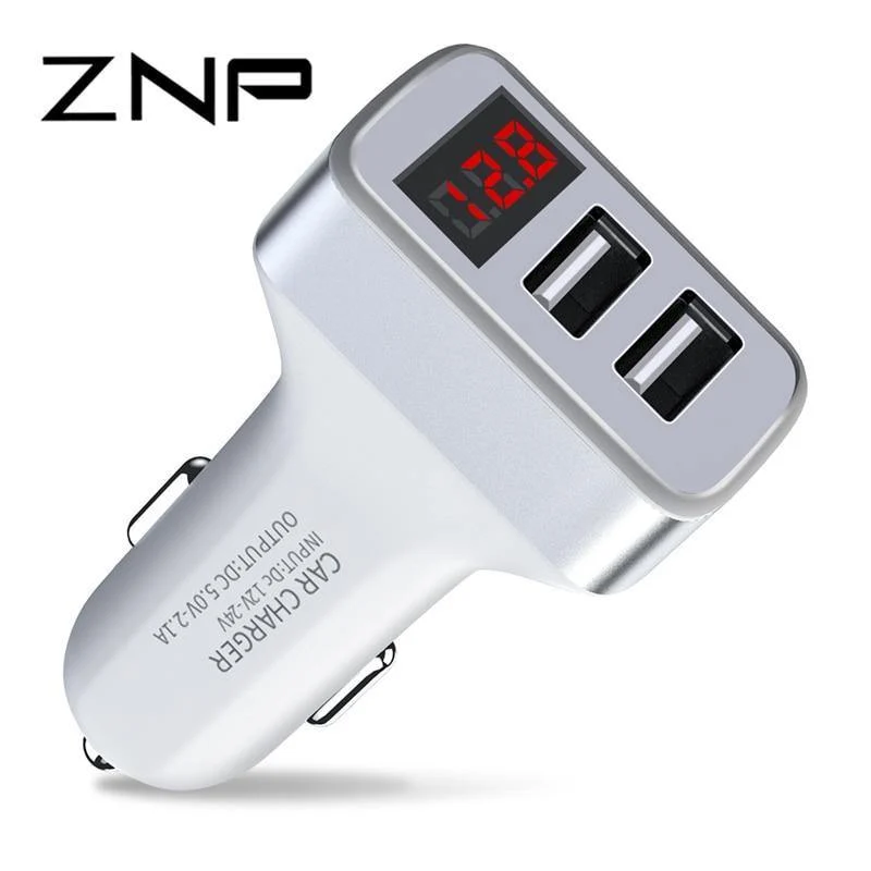 ZNP Autoladegerät Digitalanzeige Dual Port USB-Adapter 2.1A Autoladegerät Doppel-USB für iPhone Xiaomi Telefon Aufladen für Samsung