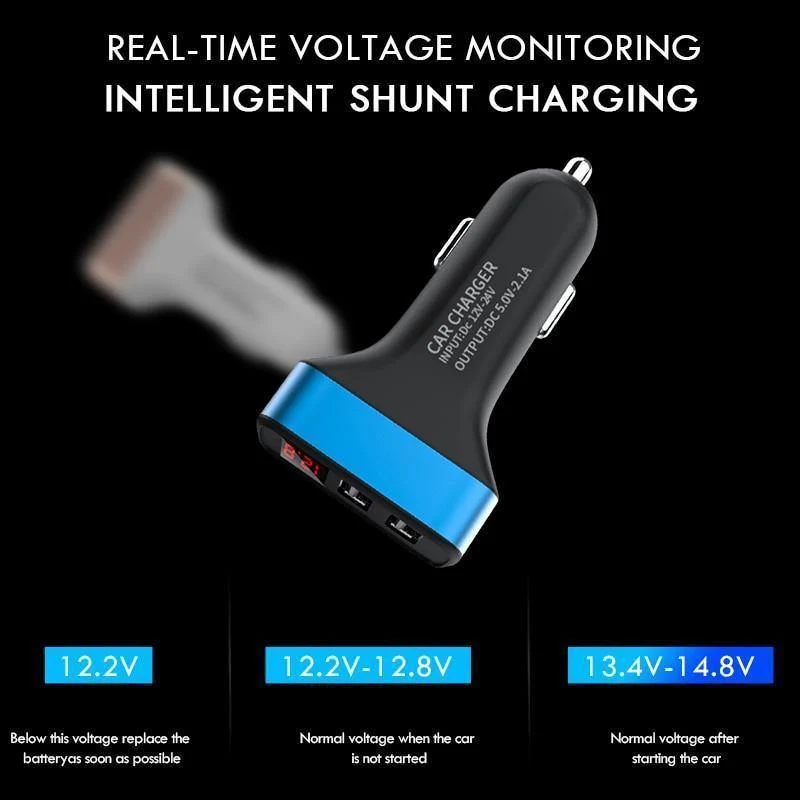 ZNP Autoladegerät Digitalanzeige Dual Port USB-Adapter 2.1A Autoladegerät Doppel-USB für iPhone Xiaomi Telefon Aufladen für Samsung