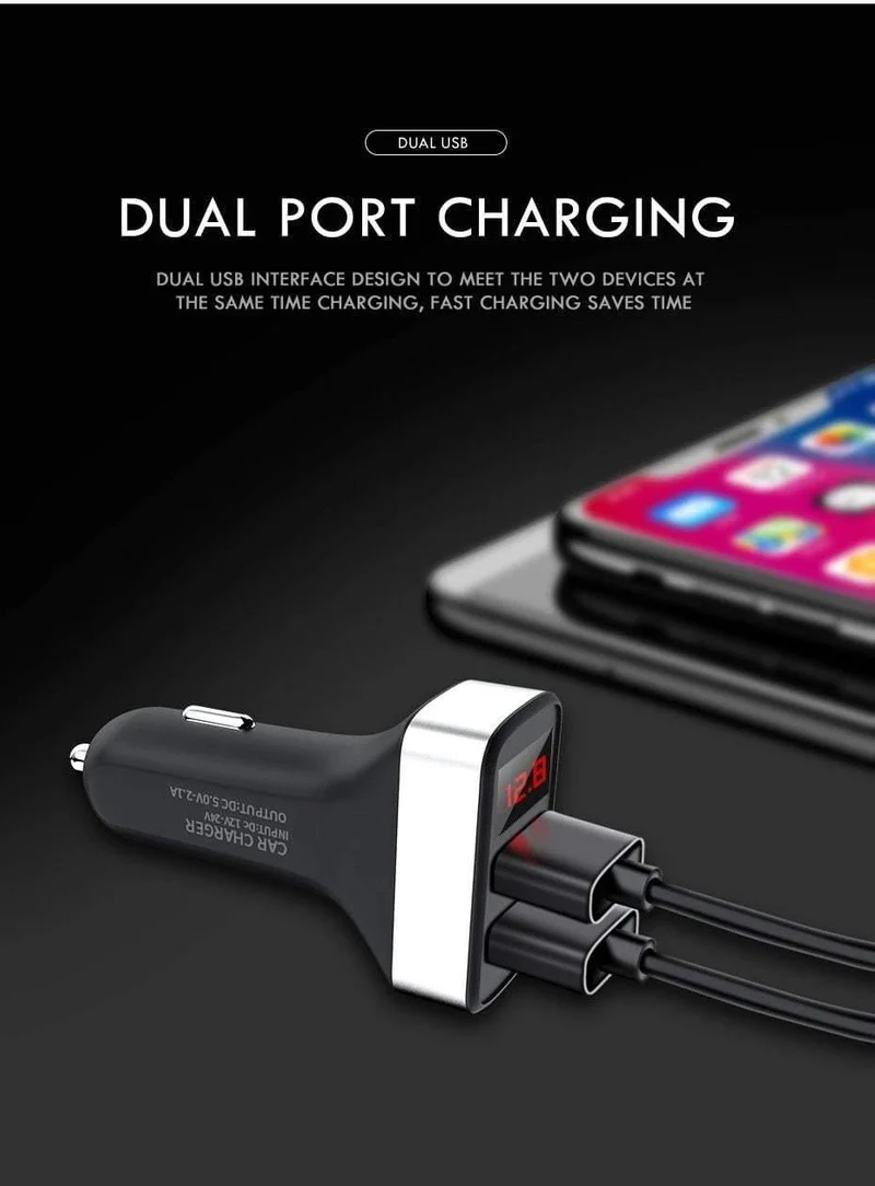 ZNP Autoladegerät Digitalanzeige Dual Port USB-Adapter 2.1A Autoladegerät Doppel-USB für iPhone Xiaomi Telefon Aufladen für Samsung