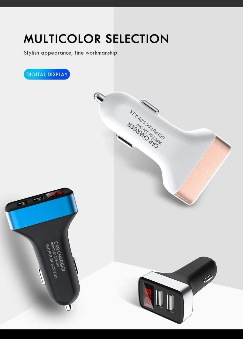 ZNP Autoladegerät Digitalanzeige Dual Port USB-Adapter 2.1A Autoladegerät Doppel-USB für iPhone Xiaomi Telefon Aufladen für Samsung