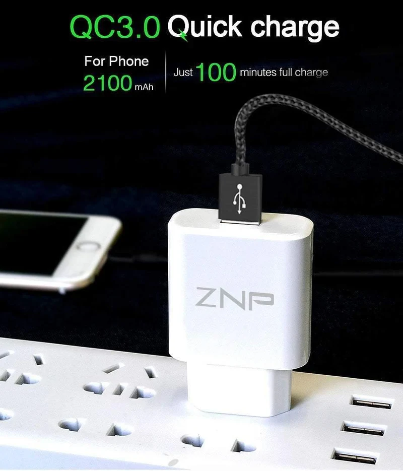 ZNP QC 3.0 Schnelles USB-Ladegerät USB-Wand-Universal-Ladeadapter Handy-Ladegerät für iPhone 8 Tablet-Ladegerät für Samsung S8