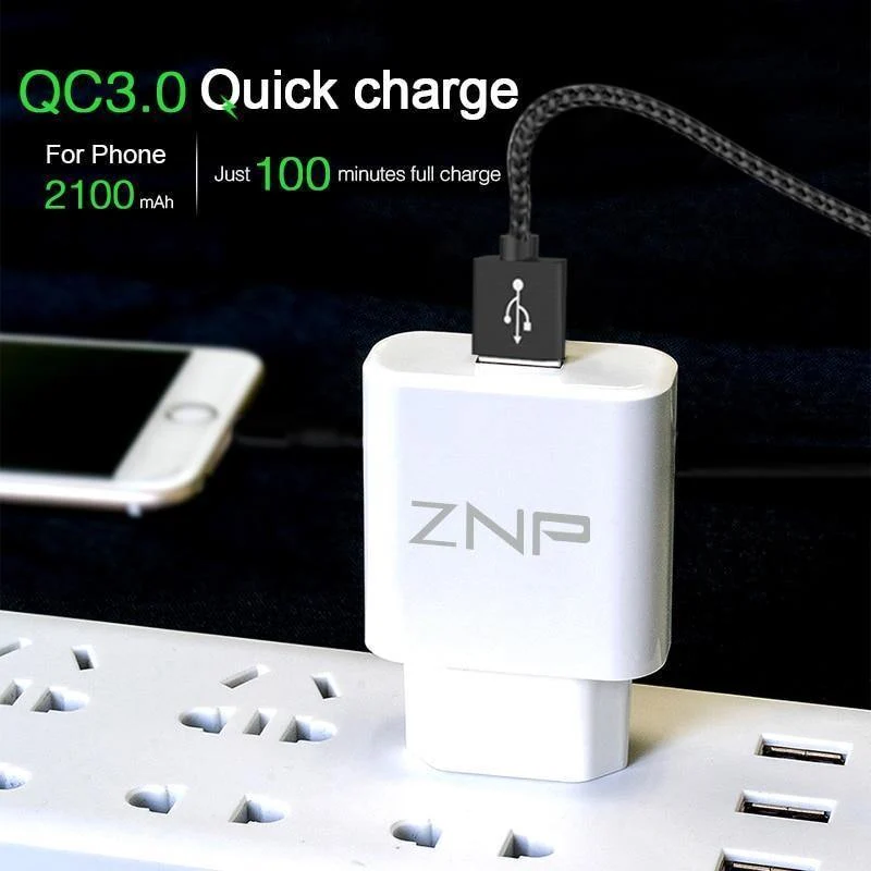 ZNP QC 3.0 Schnelles USB-Ladegerät USB-Wand-Universal-Ladeadapter Handy-Ladegerät für iPhone 8 Tablet-Ladegerät für Samsung S8