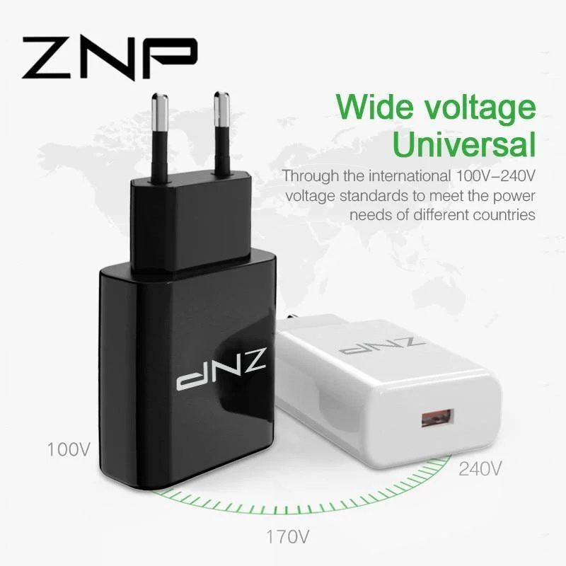 ZNP QC 3.0 Schnelles USB-Ladegerät USB-Wand-Universal-Ladeadapter Handy-Ladegerät für iPhone 8 Tablet-Ladegerät für Samsung S8