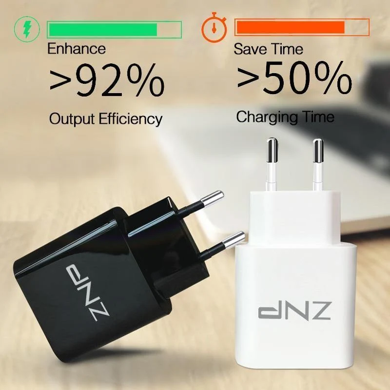 ZNP QC 3.0 Schnelles USB-Ladegerät USB-Wand-Universal-Ladeadapter Handy-Ladegerät für iPhone 8 Tablet-Ladegerät für Samsung S8