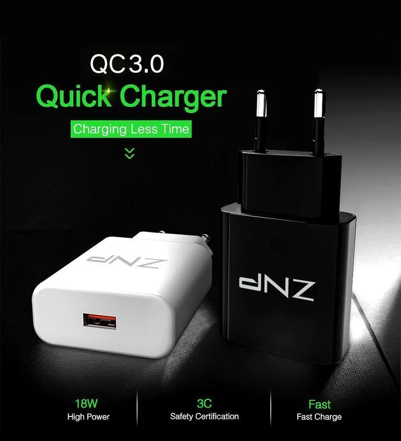 ZNP QC 3.0 Schnelles USB-Ladegerät USB-Wand-Universal-Ladeadapter Handy-Ladegerät für iPhone 8 Tablet-Ladegerät für Samsung S8