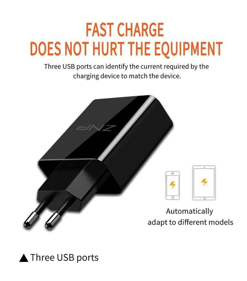 LED Display 3 4 USB Ladegerät, ZNP Universal Handy USB Ladegerät Schnellladewand Ladegerät für iPhone Samsung Xiaomi 3.4A