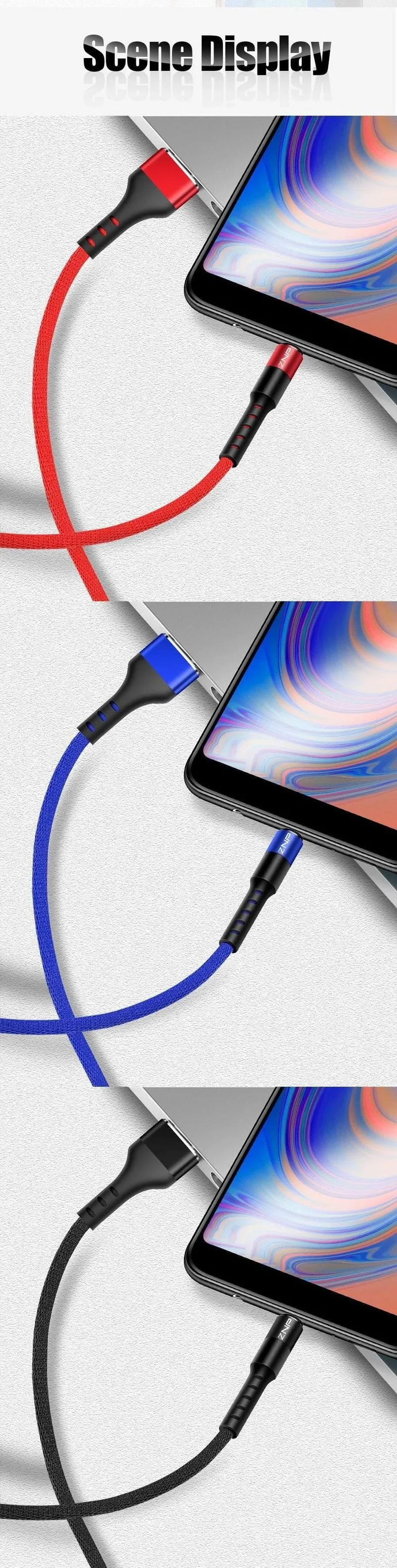 ZNP 1 m Micro-USB-Kabel für Xiaomi Redmi Note 5 Pro 4 LG, reversibles Micro-USB-Lade-/Datenkabel für Samsung S7-Mobiltelefon