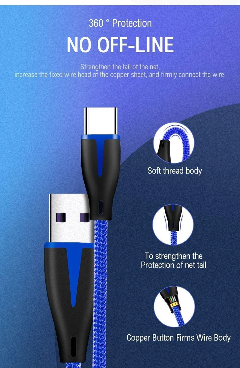 ZNP USB Typ C Kabel Für Samsung Galaxy S9 S8 Plus OnePlus 6t Schnelle Lade USB C Ladegerät Kabel mobile telefon USB C Typ-C Kabel
