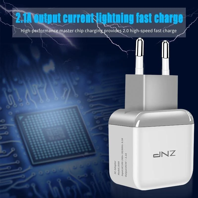 ZNP Dual 2 USB-Ladegerät für Honor 10 9 lite Handy EU-Ladestecker Reise-Wandladegerät-Adapter für One Plus 6 5T 5 Ladegerät