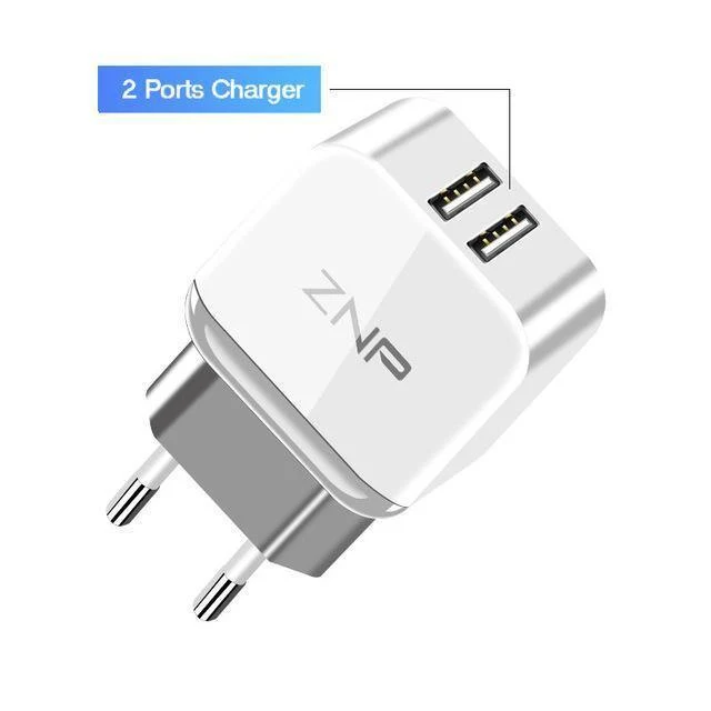 ZNP Dual 2 USB-Ladegerät für Honor 10 9 lite Handy EU-Ladestecker Reise-Wandladegerät-Adapter für One Plus 6 5T 5 Ladegerät