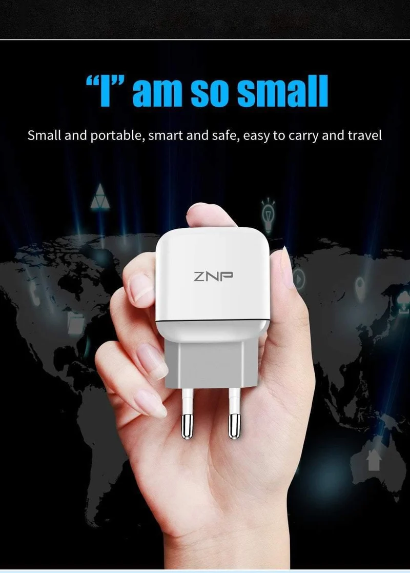 ZNP Dual 2 USB-Ladegerät für Honor 10 9 lite Handy EU-Ladestecker Reise-Wandladegerät-Adapter für One Plus 6 5T 5 Ladegerät