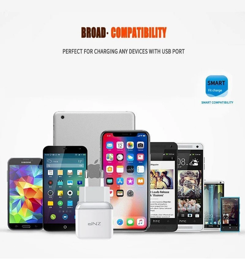 ZNP Dual 2 USB-Ladegerät für Honor 10 9 lite Handy EU-Ladestecker Reise-Wandladegerät-Adapter für One Plus 6 5T 5 Ladegerät