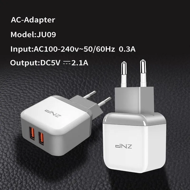 ZNP Dual 2 USB-Ladegerät für Honor 10 9 lite Handy EU-Ladestecker Reise-Wandladegerät-Adapter für One Plus 6 5T 5 Ladegerät