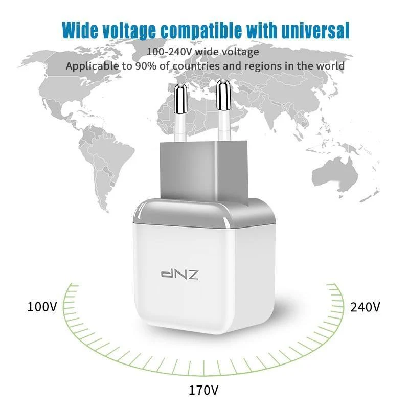 ZNP Dual 2 USB-Ladegerät für Honor 10 9 lite Handy EU-Ladestecker Reise-Wandladegerät-Adapter für One Plus 6 5T 5 Ladegerät