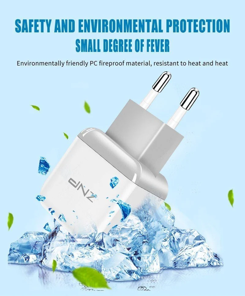 ZNP Dual 2 USB-Ladegerät für Honor 10 9 lite Handy EU-Ladestecker Reise-Wandladegerät-Adapter für One Plus 6 5T 5 Ladegerät