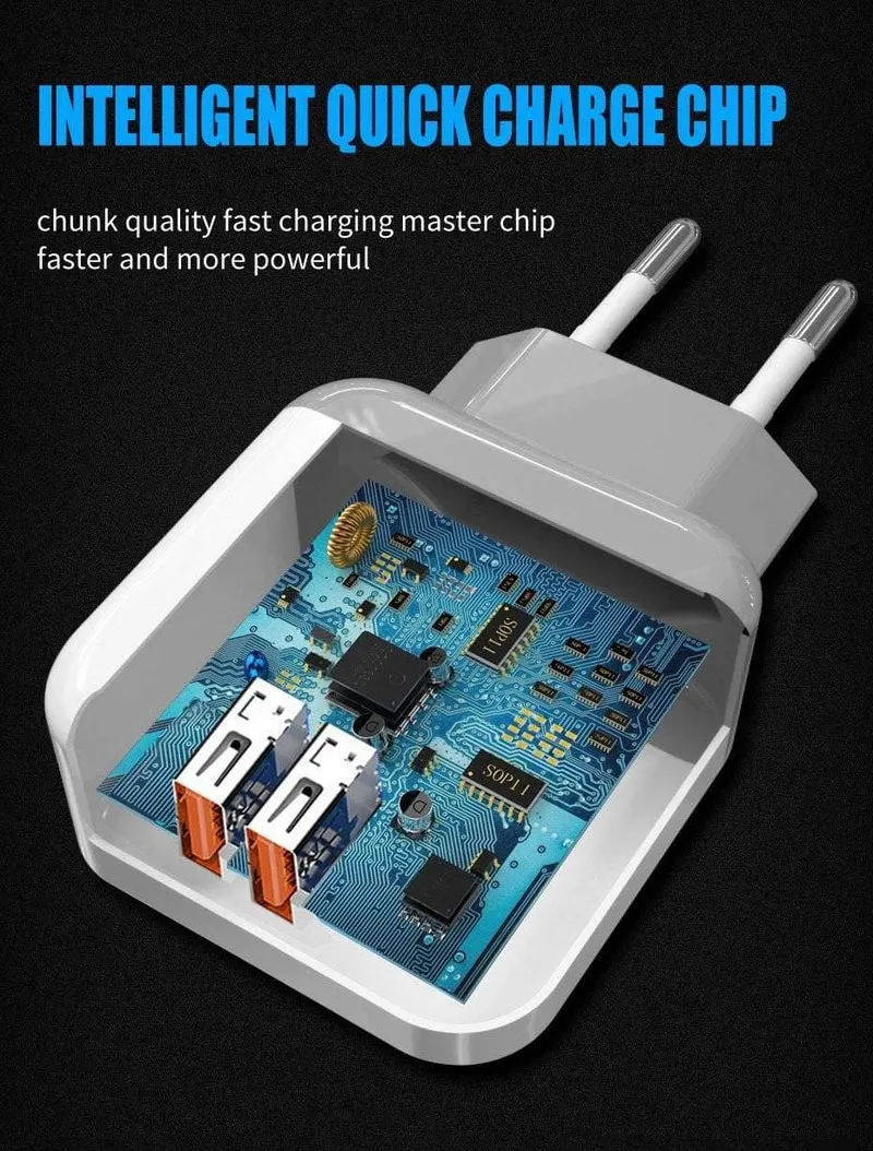 ZNP Dual 2 USB-Ladegerät für Honor 10 9 lite Handy EU-Ladestecker Reise-Wandladegerät-Adapter für One Plus 6 5T 5 Ladegerät