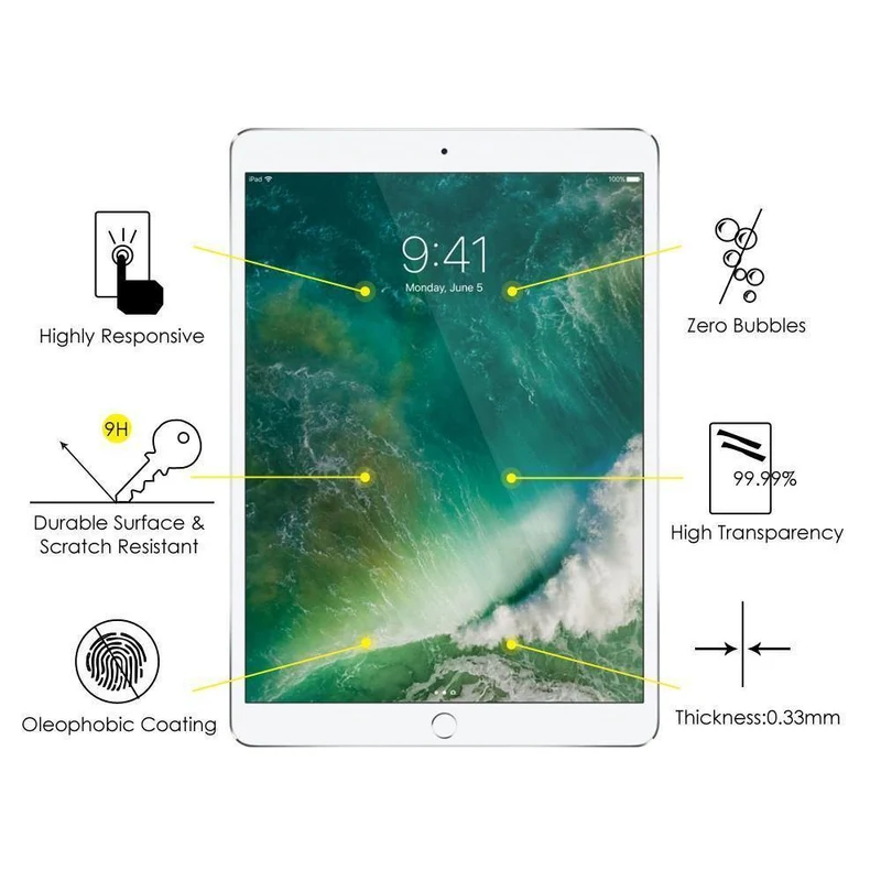 AMZER Kristal Displayschutzfolie aus gehärtetem Glas für Apple iPad Pro 10.5