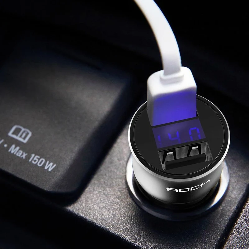 5 V, 3.4 A Autoladegerät mit Digitalanzeige, ROCK-Bildschirm mit Digitalanzeige, Dual-USB-Autoladegerät, 2 Anschlüsse, Autotelefonladegerät, Ausverkauf 49 %