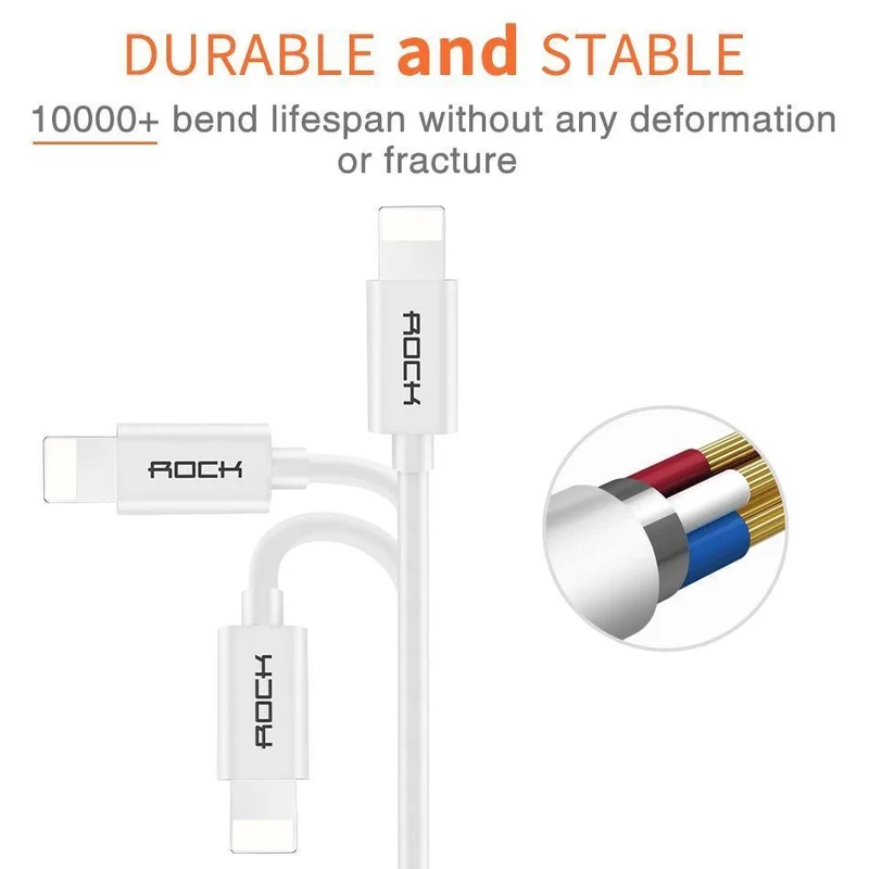 ROCK Handy-USB-Kabel für iPhone 2.4A Schneller Ladekabel für iPhone Ladekabel Datensynchronisationskabel für iPhone X iPad Mini mehr