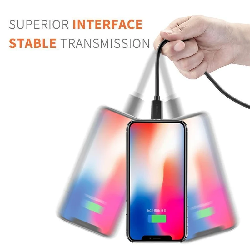 ROCK Handy-USB-Kabel für iPhone 2.4A Schneller Ladekabel für iPhone Ladekabel Datensynchronisationskabel für iPhone X iPad Mini mehr