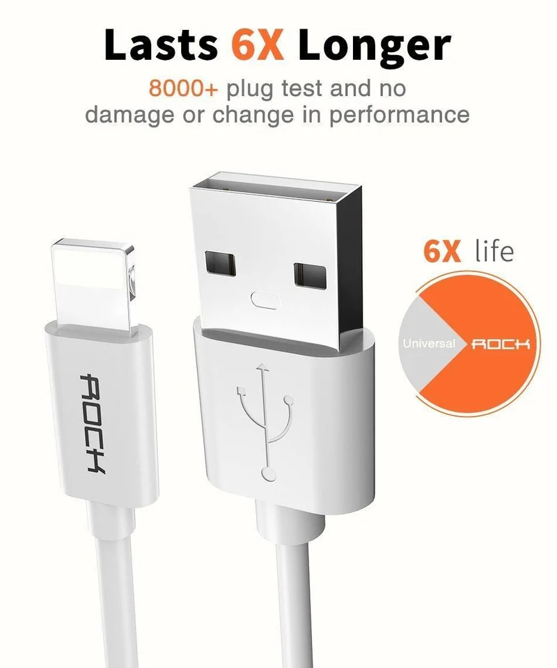 ROCK Handy-USB-Kabel für iPhone 2.4A Schneller Ladekabel für iPhone Ladekabel Datensynchronisationskabel für iPhone X iPad Mini mehr