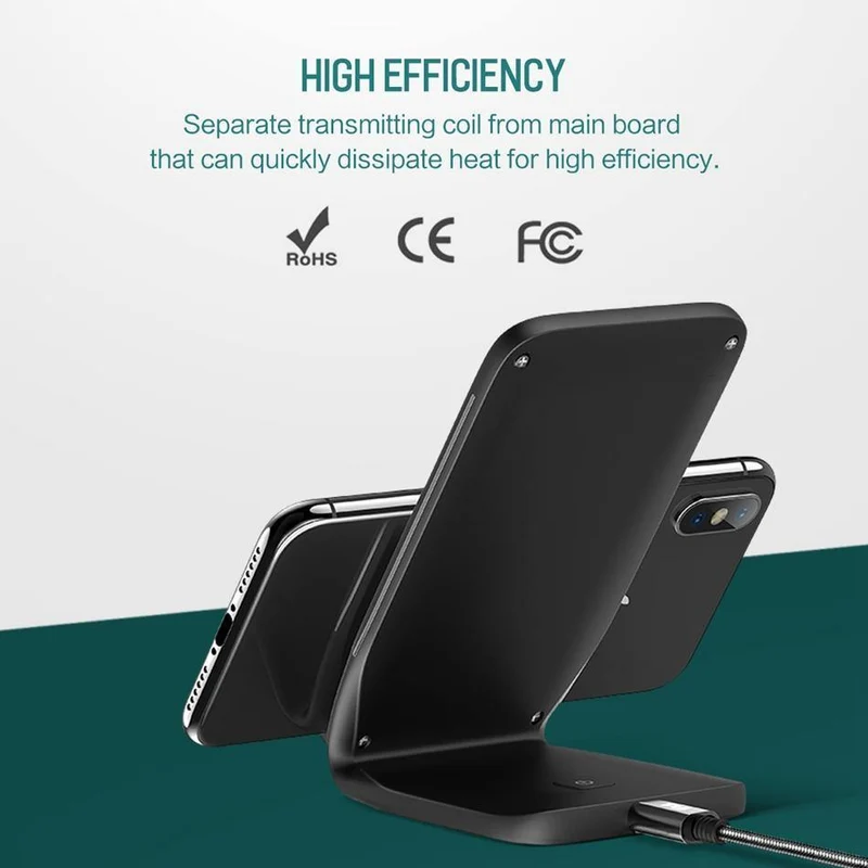 Qi Wireless-Ladegerät für iPhone X 8 plus, ROCK Fast Charging Docking Wireless-Ladegerät für Samsung Note 8 S8 Plus S7 S6 Edge-Telefon