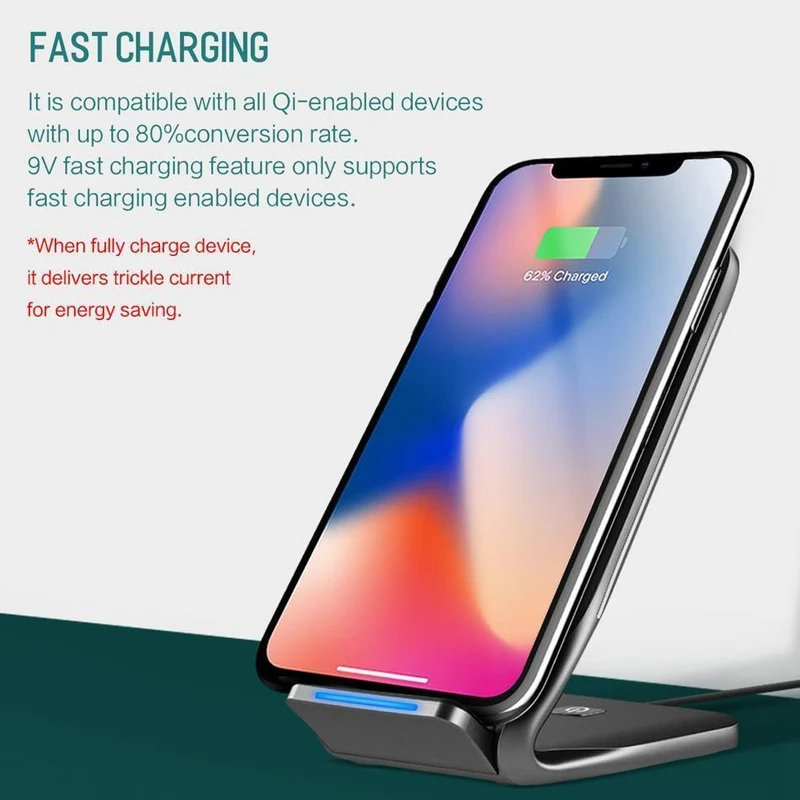 Qi Wireless-Ladegerät für iPhone X 8 plus, ROCK Fast Charging Docking Wireless-Ladegerät für Samsung Note 8 S8 Plus S7 S6 Edge-Telefon