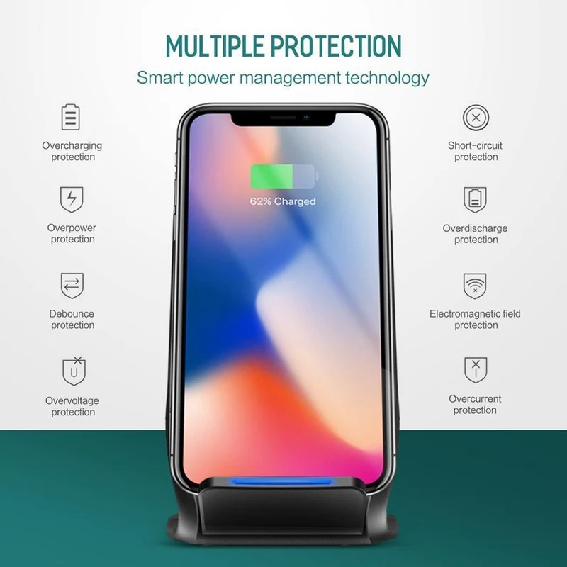 Qi Wireless-Ladegerät für iPhone X 8 plus, ROCK Fast Charging Docking Wireless-Ladegerät für Samsung Note 8 S8 Plus S7 S6 Edge-Telefon