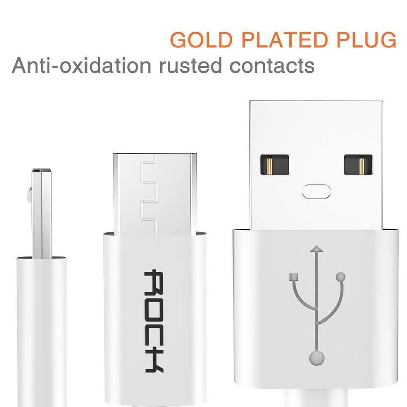 ROCK Micro-USB-Kabel 5V2A Schnellladekabel für Mobiltelefone USB-Ladekabel für SamSung Xiaomi Huawei Android Sync-Datumskabel