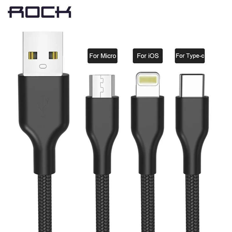 Rock USB-Kabel für iPhone X XS, schnelles Aufladen, Micro-Kabel für Samsung, Typ C, Datensynchronisierungskabel für Huawei, Xiaomi, Telefon-Ladekabel