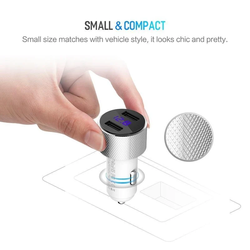 ROCK Mini Dual USB Autoladegerät LED-Anzeige Universal 3.4A Handy Tablet Schnelllade-USB-Ladegerät für Auto 2 USB-Adapter